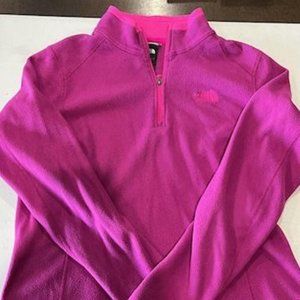North Face quarter zip hot pink fleece size large
